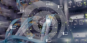 Cloud Computing Technology Data Storage and Security on server background