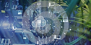 Cloud Computing Technology Data Storage and Security on server background