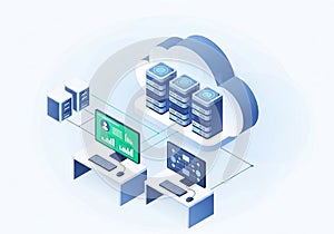 Cloud computing technology with data storage and servers