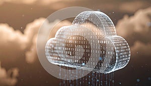 Cloud computing technology data stream digital network server technology internet concept digital cloud with binary code