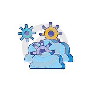 cloud computing technology with gear pinions