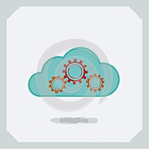 Cloud Computing Technology with Gears Icon