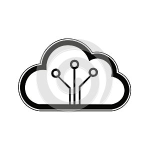 Cloud Computing Technology Icon with Circuit Board Connection in Isolated Vector Format