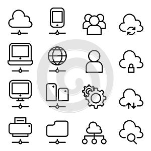 Cloud Computing Technology icon in thin line style