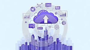 Cloud computing technology isolated on white background