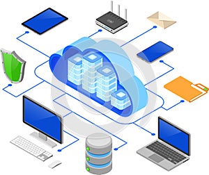 Cloud Computing Technology Isometric