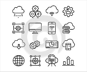 Cloud Computing & Technology Line Icons Set