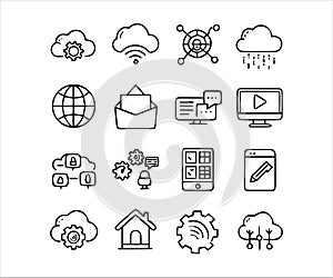 Cloud Computing & Technology Line Icons Set