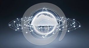 Cloud computing technology network data storage system connection digital transformation concept design