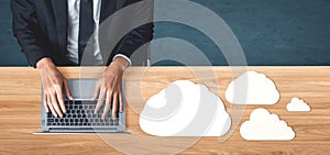 Cloud computing technology and online data storage for business network concept