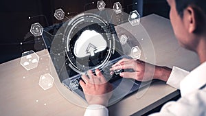 Cloud computing technology and online data storage for shrewd business network concept