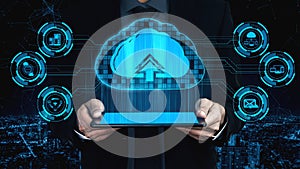 Cloud computing technology and online data storage for shrewd business network concept