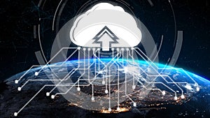 Cloud computing technology and online data storage for shrewd business network concept