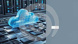 Cloud Computing Technology in a Server Room Concept photo