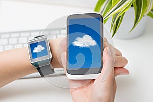 Cloud computing technology with smart watch.