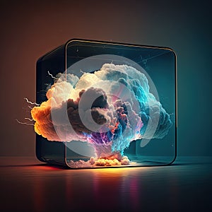 Cloud computing technology concept. Futuristic illustration AI generated