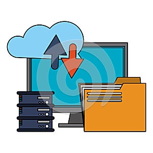 Cloud computing and technology symbols