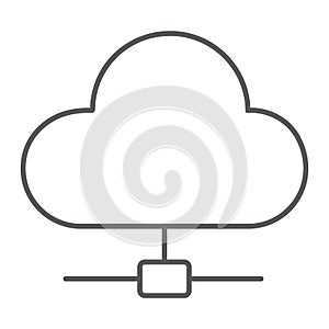 Cloud computing thin line icon, data analytics