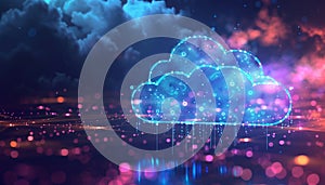 Cloud computing transfer big data on internet. futuristic digital technology