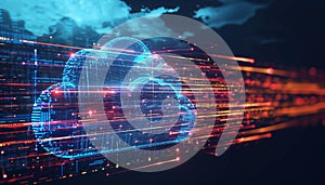 Cloud computing transfer big data on internet. futuristic digital technology