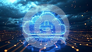 Cloud computing transfer big data on internet. futuristic digital technology