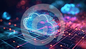 Cloud computing transfer big data on internet. futuristic digital technology