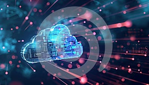 Cloud computing transfer big data on internet. futuristic digital technology