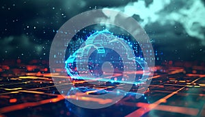 Cloud computing transfer big data on internet. futuristic digital technology