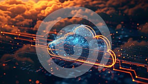 Cloud computing transfer big data on internet. futuristic digital technology