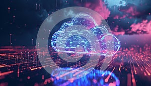 Cloud computing transfer big data on internet. futuristic digital technology