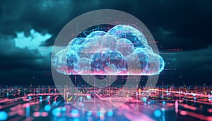 Cloud computing transfer big data on internet. futuristic digital technology