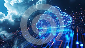 Cloud computing transfer big data on internet. futuristic digital technology