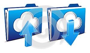 Cloud computing upload and download icons