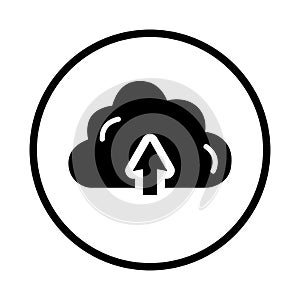Cloud, computing, upload icon. Black vector graphics