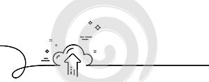 Cloud computing upload line icon. Internet data storage sign. Continuous line with curl. Vector
