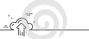 Cloud computing upload line icon. Internet data storage sign. Minimal line pattern banner. Vector