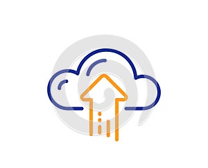 Cloud computing upload line icon. Internet data storage sign. Vector