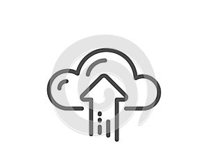 Cloud computing upload line icon. Internet data storage sign. Vector
