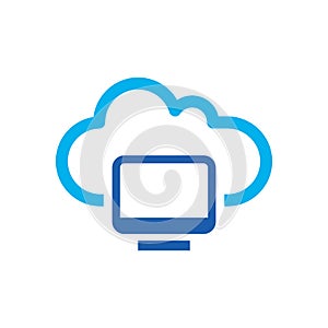 Cloud computing vector icon logo design