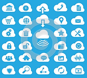 Cloud computing vector icon set