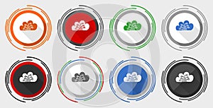 Cloud computing vector icon set, technology, circuit, data modern design flat graphic in 8 options for web design and mobile