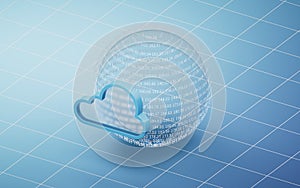 Cloud computing and virtual data sphere, 3d rendering