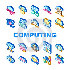 cloud computing virtualization icons set vector