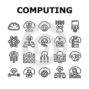 cloud computing virtualization icons set vector