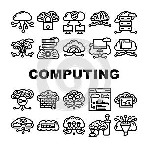 cloud computing virtualization icons set vector