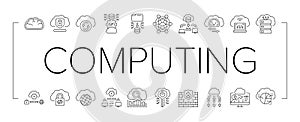 cloud computing virtualization icons set vector