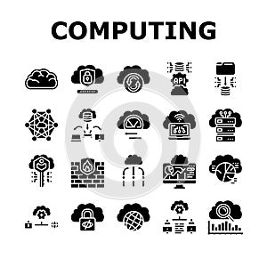 cloud computing virtualization icons set vector