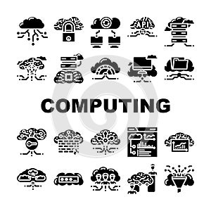 cloud computing virtualization icons set vector