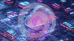 Cloud computing visualization digital technology concept art futuristic environment high-tech perspective