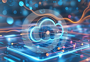 Cloud computing visualized with a digital globe and cloud technology icons symbolizing global access